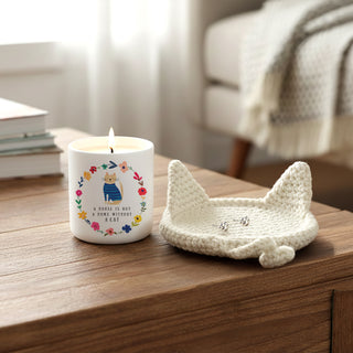 Cat Lover Crochet Coaster Dish & Earring Set
