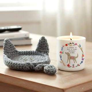 Dog Lover Crochet Coaster Dish & Earring Set