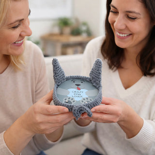 Dog Lover Crochet Coaster Dish & Earring Set