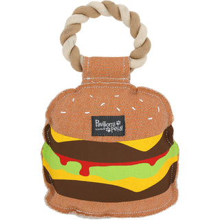 Chews-burger 9.75" Dog Toy on Rope
