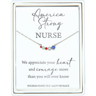 Nurse 16"-18" Rhodium Plated Crystal Necklace