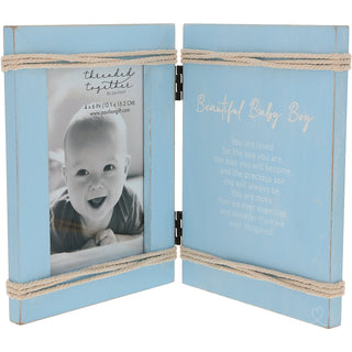 Beautiful Baby Boy 5.5" x 7.5" Hinged Sentiment Frame
(Holds 4" x 6" Photo)