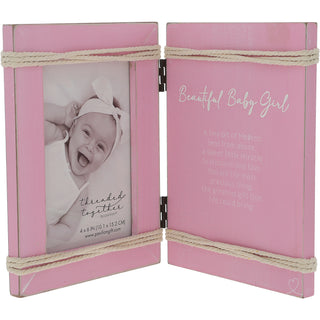 Beautiful Baby Girl 5.5" x 7.5" Hinged Sentiment Frame (Holds 4" x 6" Photo)