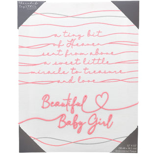 Beautiful Baby Girl 12" x 15" Embroidered Plaque