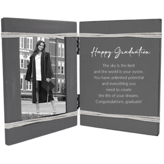 Happy Graduation 5.5" x 7.5" Hinged Sentiment Frame (Holds 4" x 6" Photo)