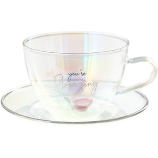 Amazing 7 oz Glass Teacup and Saucer