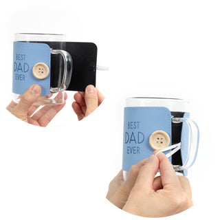 Dad 16 oz Wrapped Glass Mug with Coaster Lid