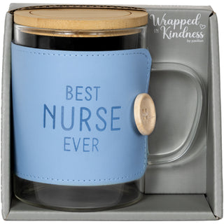 Nurse 16 oz Wrapped Glass Mug with Coaster Lid