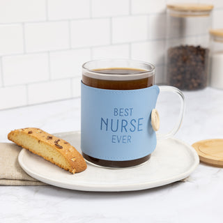 Nurse 16 oz Wrapped Glass Mug with Coaster Lid