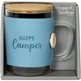 Camper 16 oz Wrapped Glass Mug with Coaster Lid