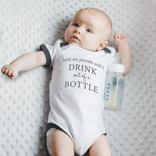 Bottle 12-24 Months Gray Trimmed Bodysuit