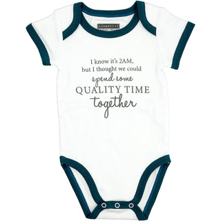 Quality Time Teal Trimmed Bodysuit