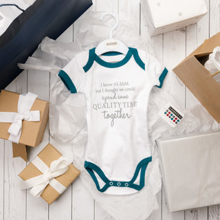 Quality Time Teal Trimmed Bodysuit