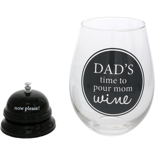 Dad's Time 30 oz Wine Glass & Bell Set