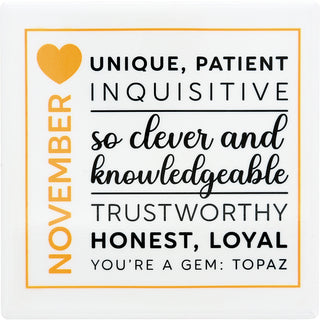 November 4"x4" Ceramic Coaster