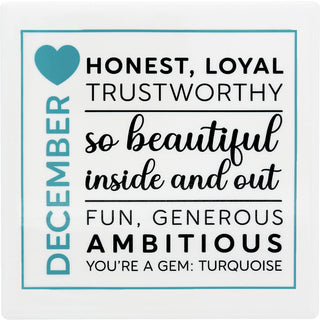 December 4"x4" Ceramic Coaster