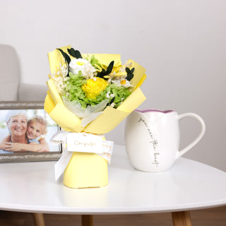 Congratulations Yellow Preserved Floral Bouquet