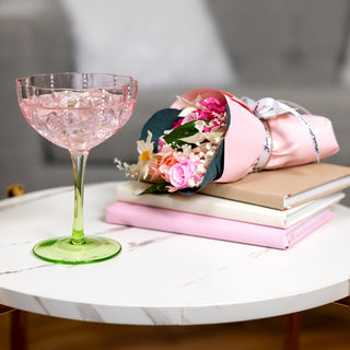 Mom 10 oz Stemmed Pink Glass