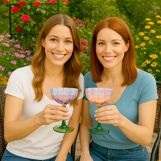 Mom 10 oz Stemmed Pink Glass