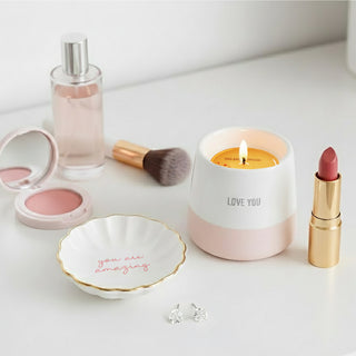 Amazing 2.75" Trinket Dish & 5mm Sterling Silver Cubic Zirconia Stud Earring Set