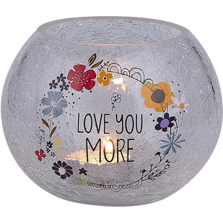 Love You 5" Crackled Glass Votive Holder