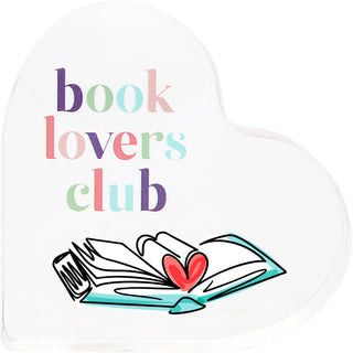 Book Lover 3.5" Acrylic Heart Plaque