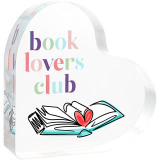 Book Lover 3.5" Acrylic Heart Plaque