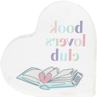 Book Lover 3.5" Acrylic Heart Plaque