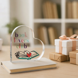 Book Lover 3.5" Acrylic Heart Plaque