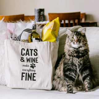 Cats & Wine 100% Cotton Twill Gift Bag