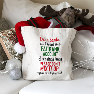Dear Santa 100% Cotton Twill Gift Bag