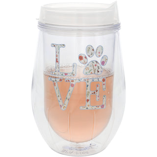 Love 12 oz Acrylic Stemless Wine Glass with Lid