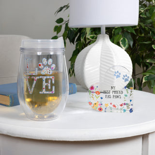 Love 12 oz Acrylic Stemless Wine Glass with Lid