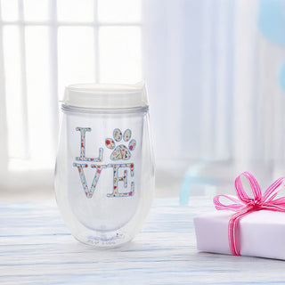 Love 12 oz Acrylic Stemless Wine Glass with Lid
