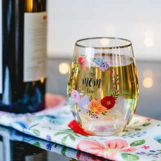 Mom 18 oz Stemless Wine Glass