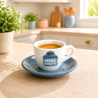Less Depresso 2.5 oz Espresso Cup and Saucer