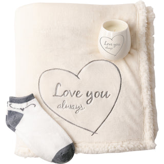 Love 42" x 50" Sherpa Lined, Royal Plush Blanket Gift Set