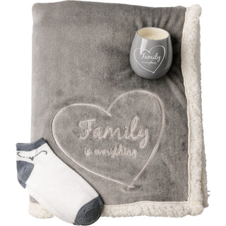 Family 42" x 50" Sherpa Lined, Royal Plush Blanket Gift Set