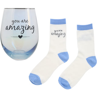 Amazing 18 oz Stemless Glass & Sock Set