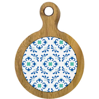 Teal & Blue 10.5" Bamboo & Ceramic Tile Trivet