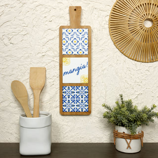 Mangia! 16.5" Bamboo & Ceramic Tile Trivet
