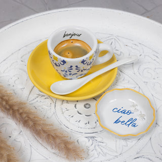 Ciao Bella 2.75" Trinket Dish & 5mm Cubic Zirconia Stud Earring