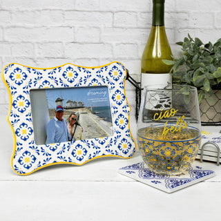 Blue & Yellow 8.25" x 6.5" Picture Frame (Holds 6" x 4" Photo)