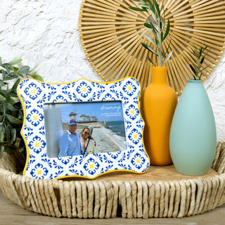 Blue & Yellow 8.25" x 6.5" Picture Frame (Holds 6" x 4" Photo)
