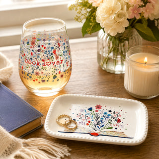 Book Lover Gift Boxed 18 oz Stemless Wine Glass