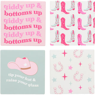 Raise Your Glass 4" Ceramic Coasters (Set of 4)