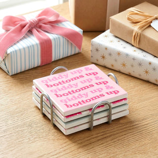 Raise Your Glass 4" Ceramic Coasters (Set of 4)