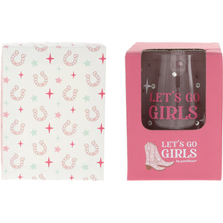 Let's Go Girls Gift Boxed 18 oz Stemless Wine Glass