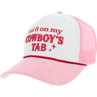 Cowboy's Tab Pink Suede Adjustable Trucker Hat