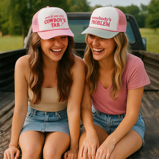 Cowboy's Tab Pink Suede Adjustable Trucker Hat